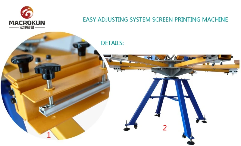 Mr 6 color 6 station screen printer with miro-registration with Aluminum station