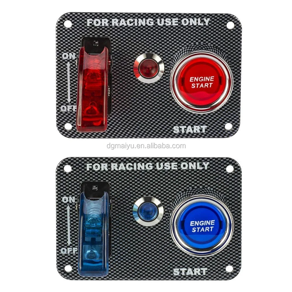 Racing Car Ignition Switch Panel - Carbon Fiber Push Button