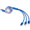 3 in 1 Flexible Stretch Data Phone Charger Cable USB charger cable for iPhone 7 6 5 4 for Samsung S 3 4 5 6 For Huawei P 8 9 10