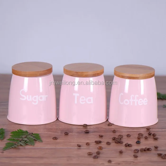 pink tea coffee sugar canister set