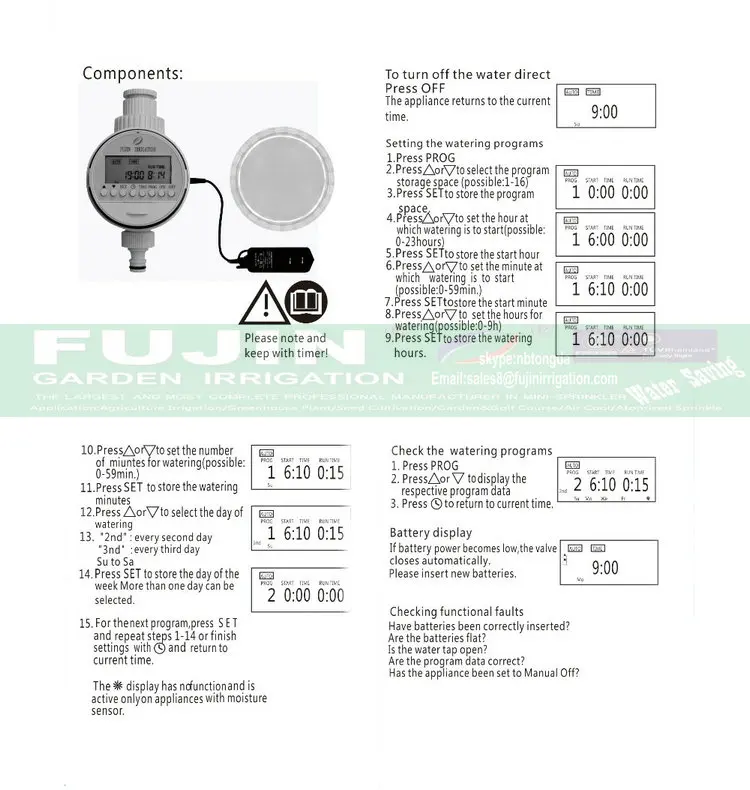 Battery Agriculture Irrigation Water Timer Digital Garden Timer Drip