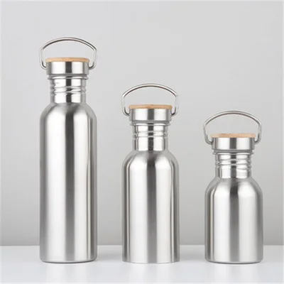 Custom Vacuum Bottle Thermos With Bamboo Cap, Free Sample Double Wall Stainless Steel Water Bottle