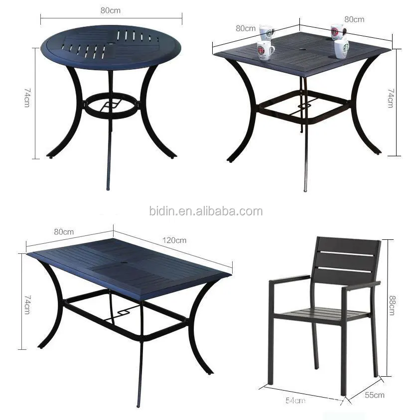 Five-piece Courtyard Garden Wood Table And Plastic Outdoor Chair - Buy