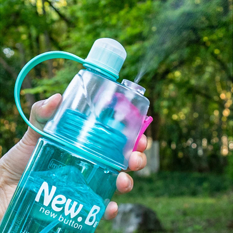 Outdoor sports drnking cooling mist spray drinking water bottle