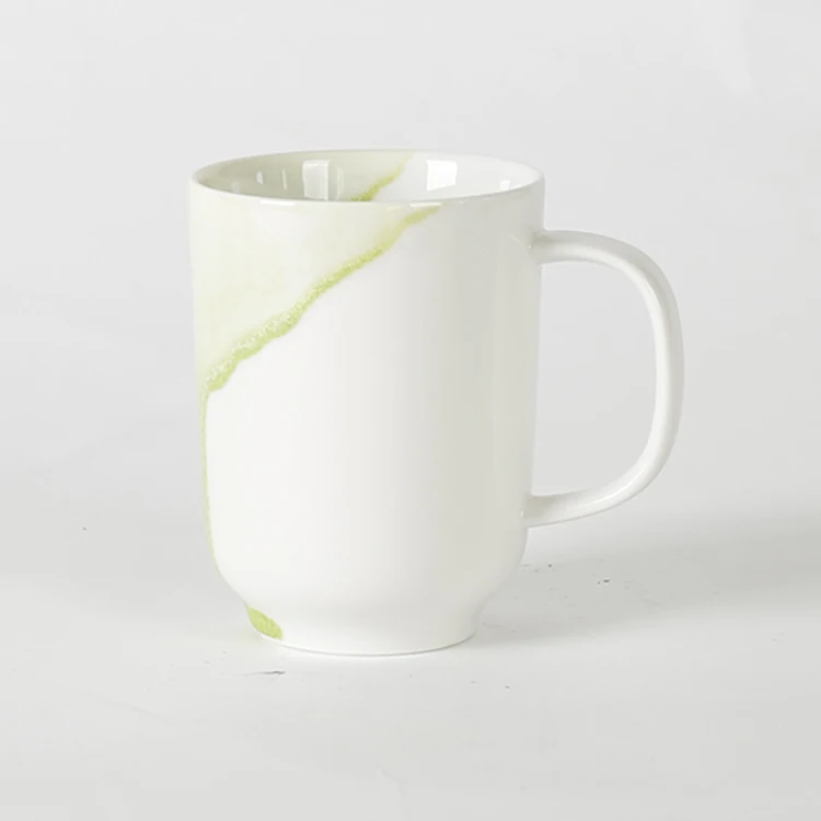 Creative design green flowing glaze novelty ceramic coffee mug for coffee shop