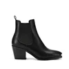 19A31B Ladies Footwear Square Toe Black Leather Cowboy Boots Block Heels Winter Ankle Chelsea Boots