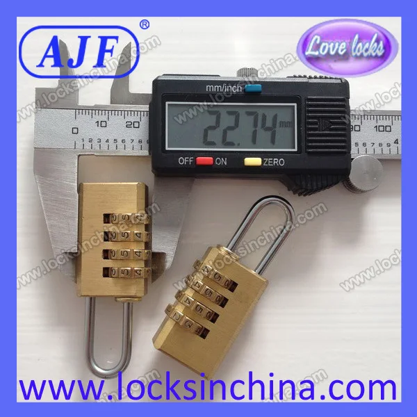 AJF 2015 Hotsale 20mm small metal brass 4 wheel bag number lock