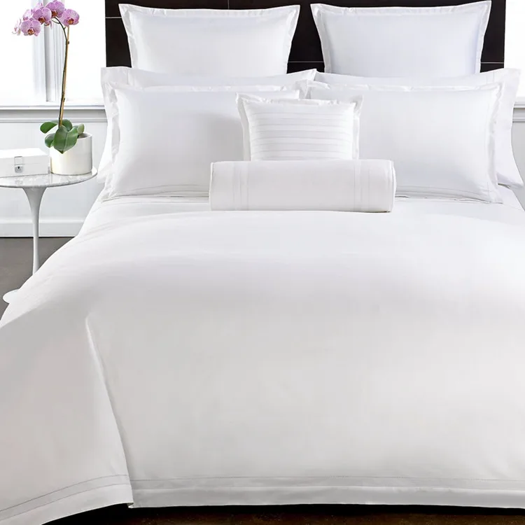 Wholesale 100 Cotton White Luxury 5 Star Hotel Linen Bed Sheet Set
