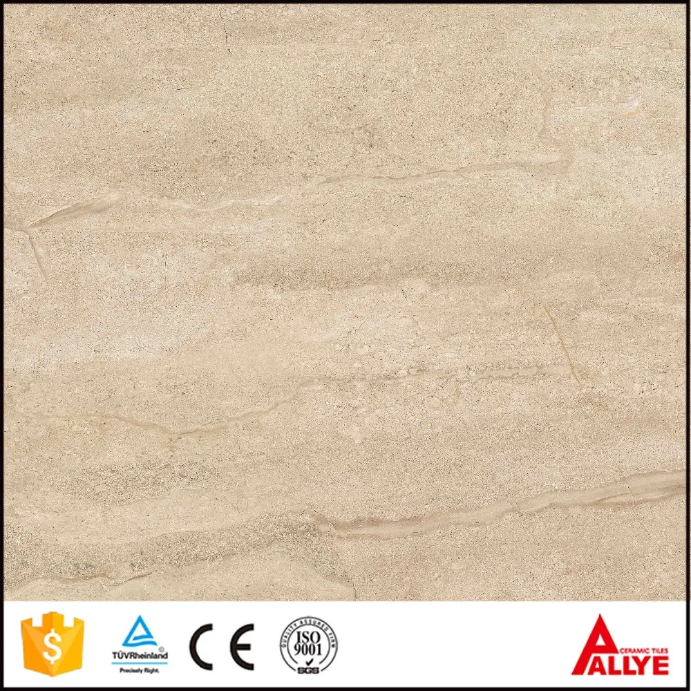 Travetine marble look polished glazed floor tile 600x600mm from Foshan Factory