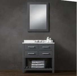 Selling good design high quality grey finish solid wood modern high end bathroom vanity cabinet