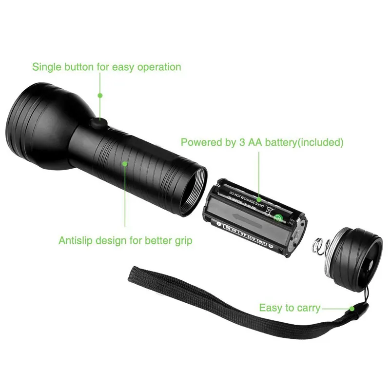 TOPCOM Aluminum Ultraviolet Black Light 395nm 51 Led UV Flashlight Urine Detector