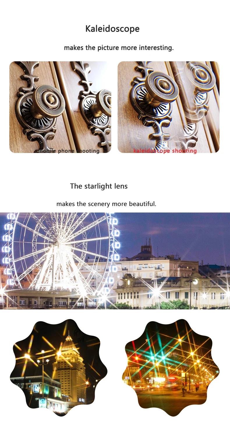 LIGINN 7 in 1 camera lens kit Wide Angle Fisheye Macro Telephoto CPL kaleidoscope starlight cell phone camera lens