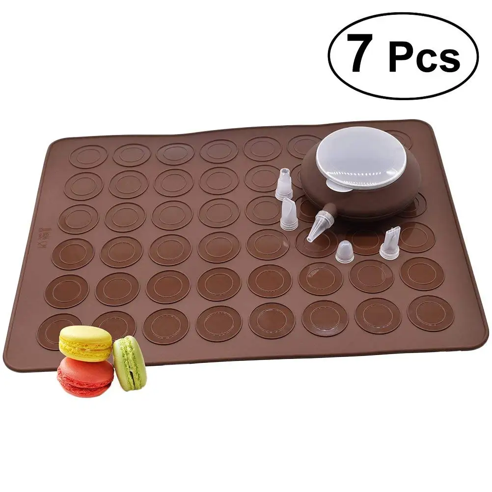 Vigorlife Macaron Making Set 48 Capacity Nonstick Macaron Silicone Baking Mats Cakes Mould Includes Trays Bakeware Decorating Pen Icing Tips and 4 Nozzles-Cup Cake Muffin Pastry Cream Icing