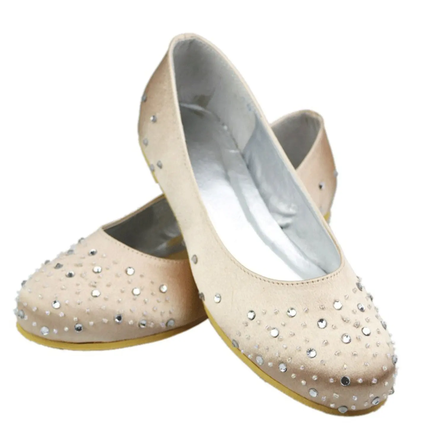 silver satin ballet flats