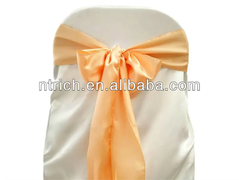 Peach Satin Chair Sash Chair Ties Wraps For Wedding Banquet Hotel