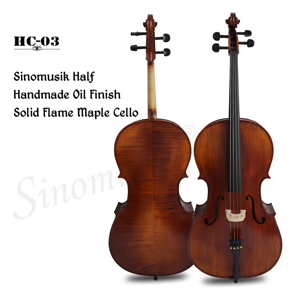 Musical Instrument Solid Flame Ebony Fittings 4/4 Cello Made In China