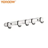 YOROOW factory price OEM modern bathroom accessory wall mounted five hooks space aluminum clothes hooks