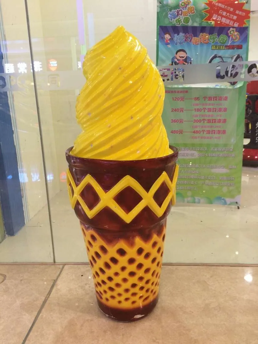 clorful customized size new yellow Chinese fiberglass life size ice cream statues