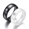 Fashion Men Women Black White Colorful Ring Ceramic Rings For Women With Crystal Width 6mm Size 6-10 Gif