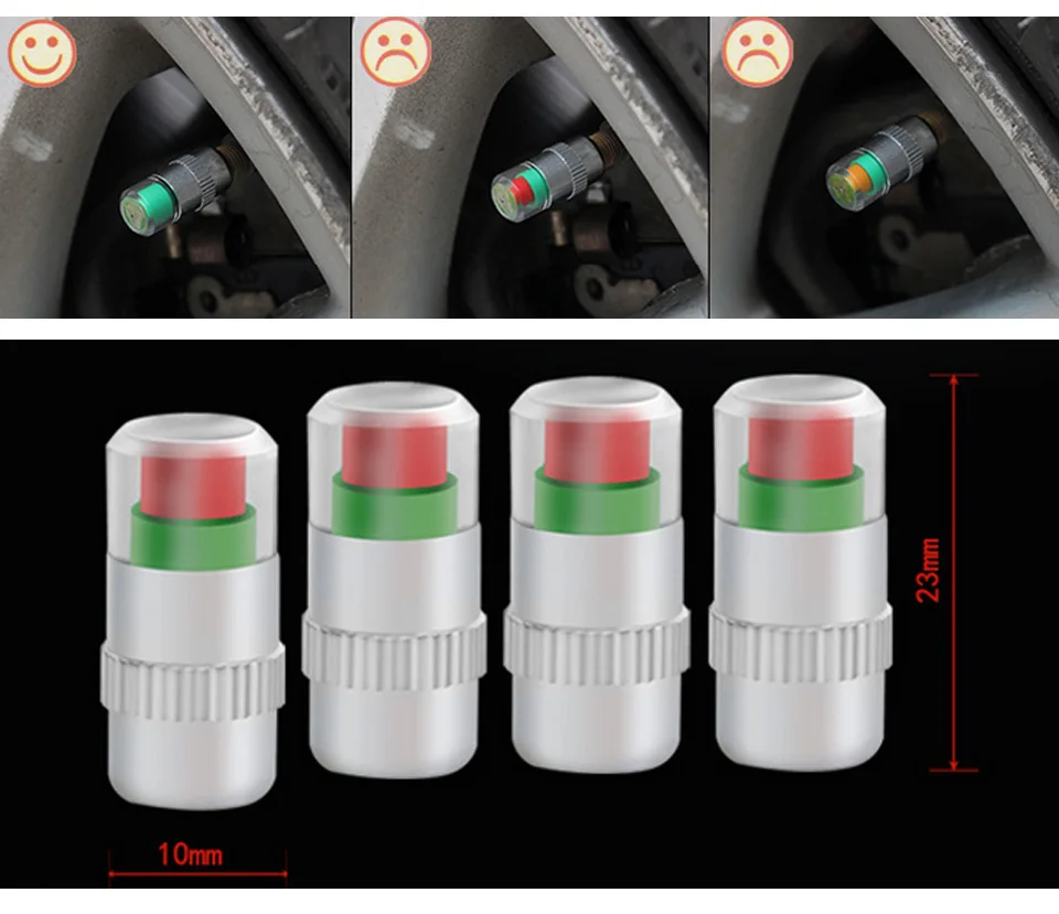 Car Tire Safe Air Pressure Alarm Monitor Valve Stem Caps Cover Alert