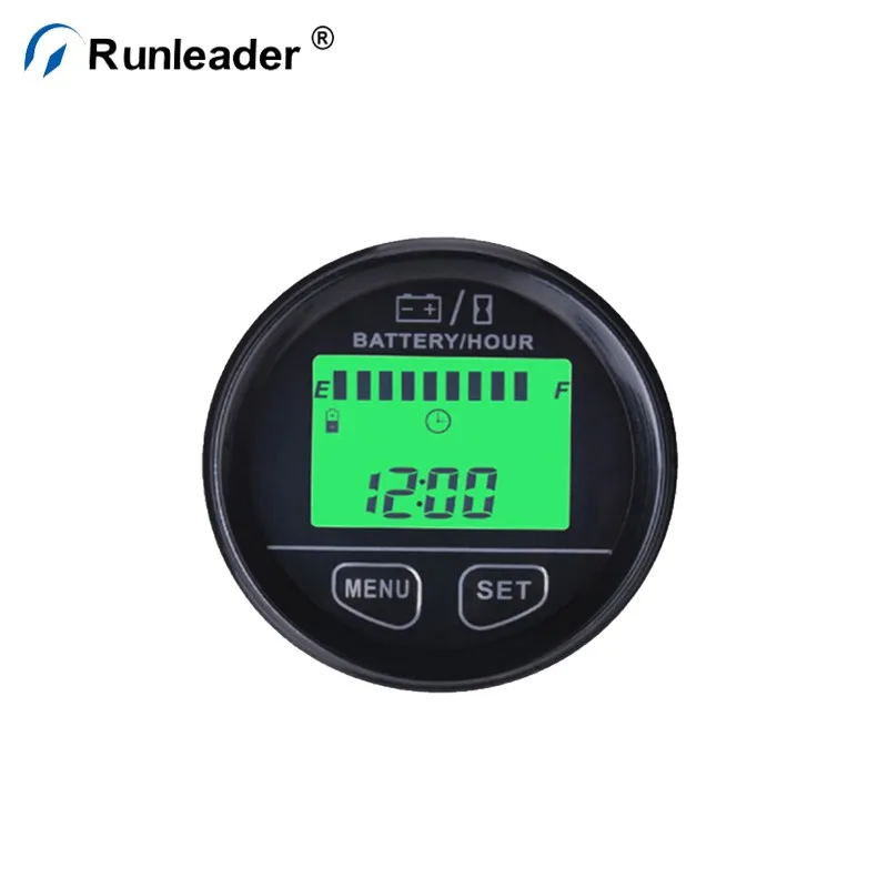 Runleader Battery Fuel Gauge Indicator With Hour Meter For Dc Powered Equipment Fork Lifts Golf