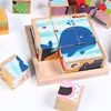 Baby toy Wooden block Chopping block Wooden cubes Animal Fruit Traffic 9pcs 6 side Educational blocks