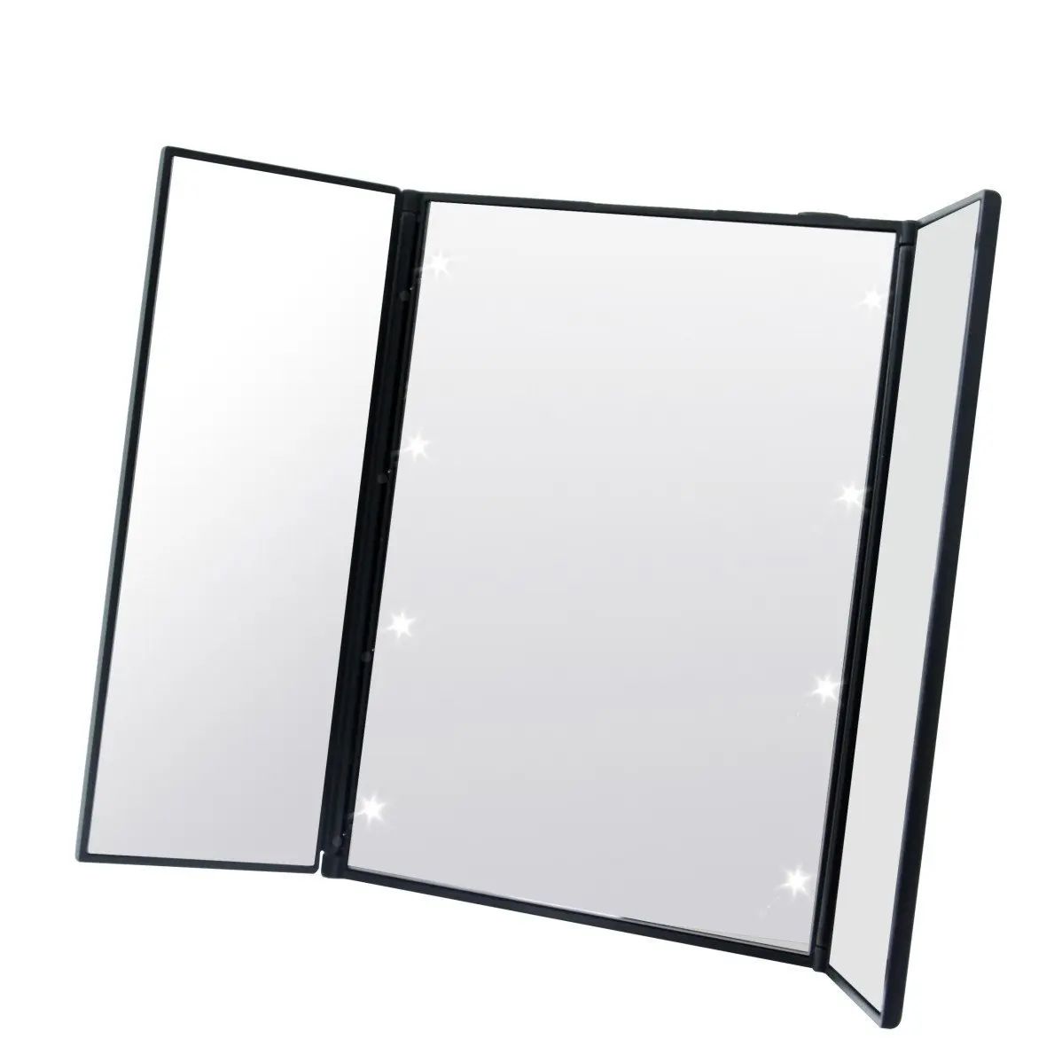 Tri Fold Led Lighted Makeup Mirror Battery Operated 3 Side Tri Fold Led Lighted Makeup Mirror Battery Operated 3 Side Travel Vanity Compact Foldable