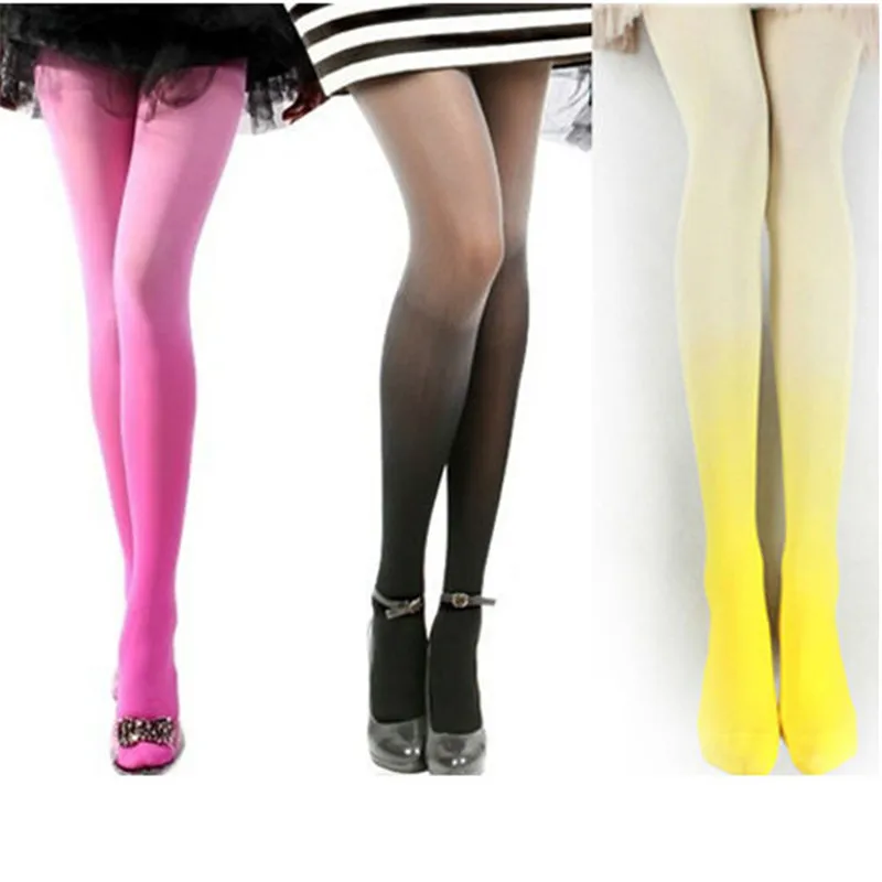 Modern Design New Fashion Women Harajuku Gradient Pantyhose Glossy ...