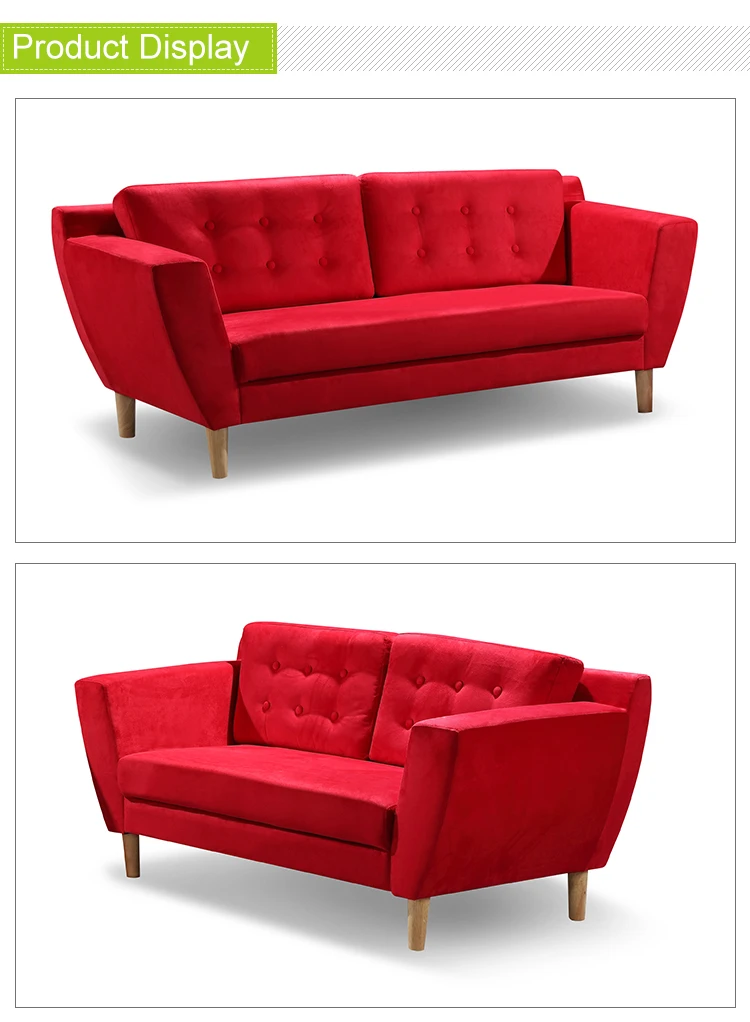 Modern popular design modern living room luxury red velvet fabric waiting sofa