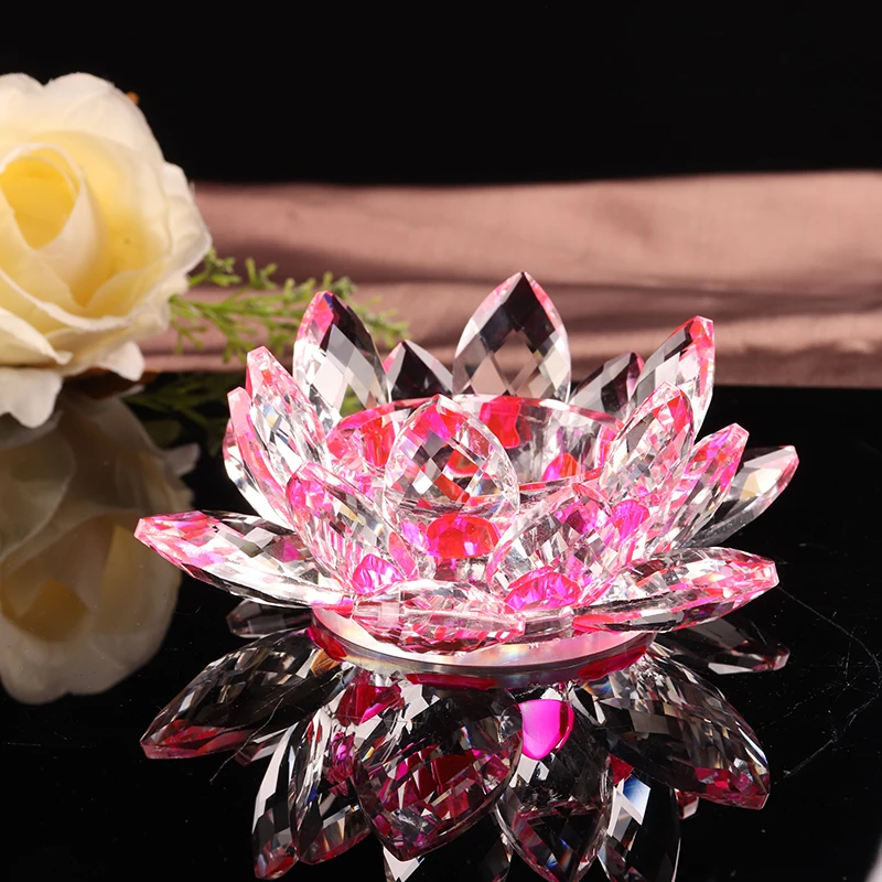 Pink Lotus Flower Crystal Glass Wedding Gifts Wedding Favor Gifts