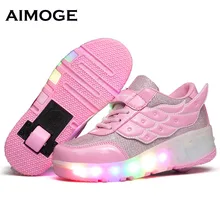 New 2016 summer Breathable shoes Child LED Heelys wheelys Roller Skate Shoes With Wheels GirlBoy meisjes