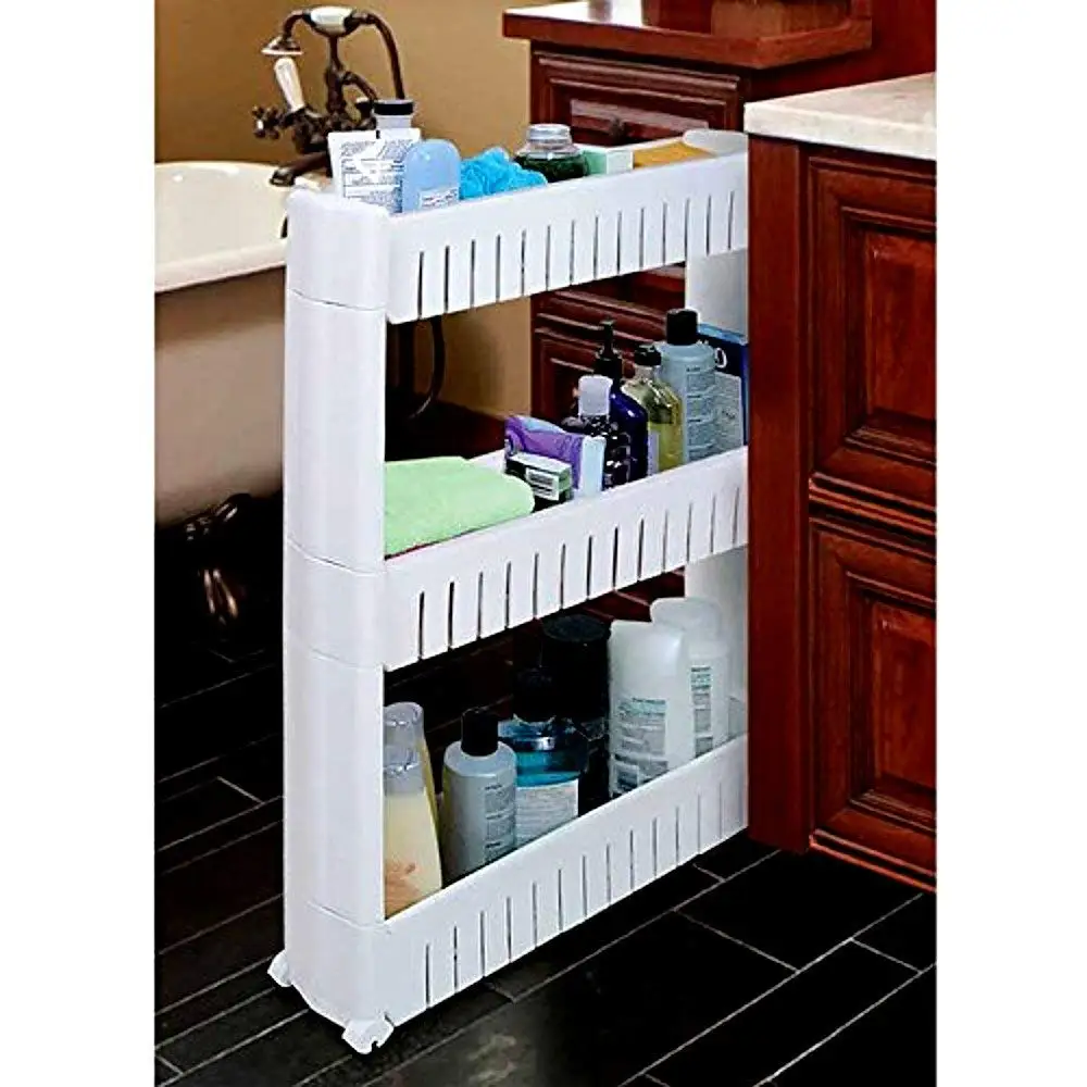 Trademark Innovations 28 Slim Slide Out Storage Cart Tower for Laundry Bathroom or Kitchen