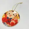 3 inches Sublimation Two Sides White Ceramic Blank Round Shape Ornament For Christmas Decoration