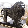High Workmanship Garden Stone Animal Sculpture Black Marble Lion Statues