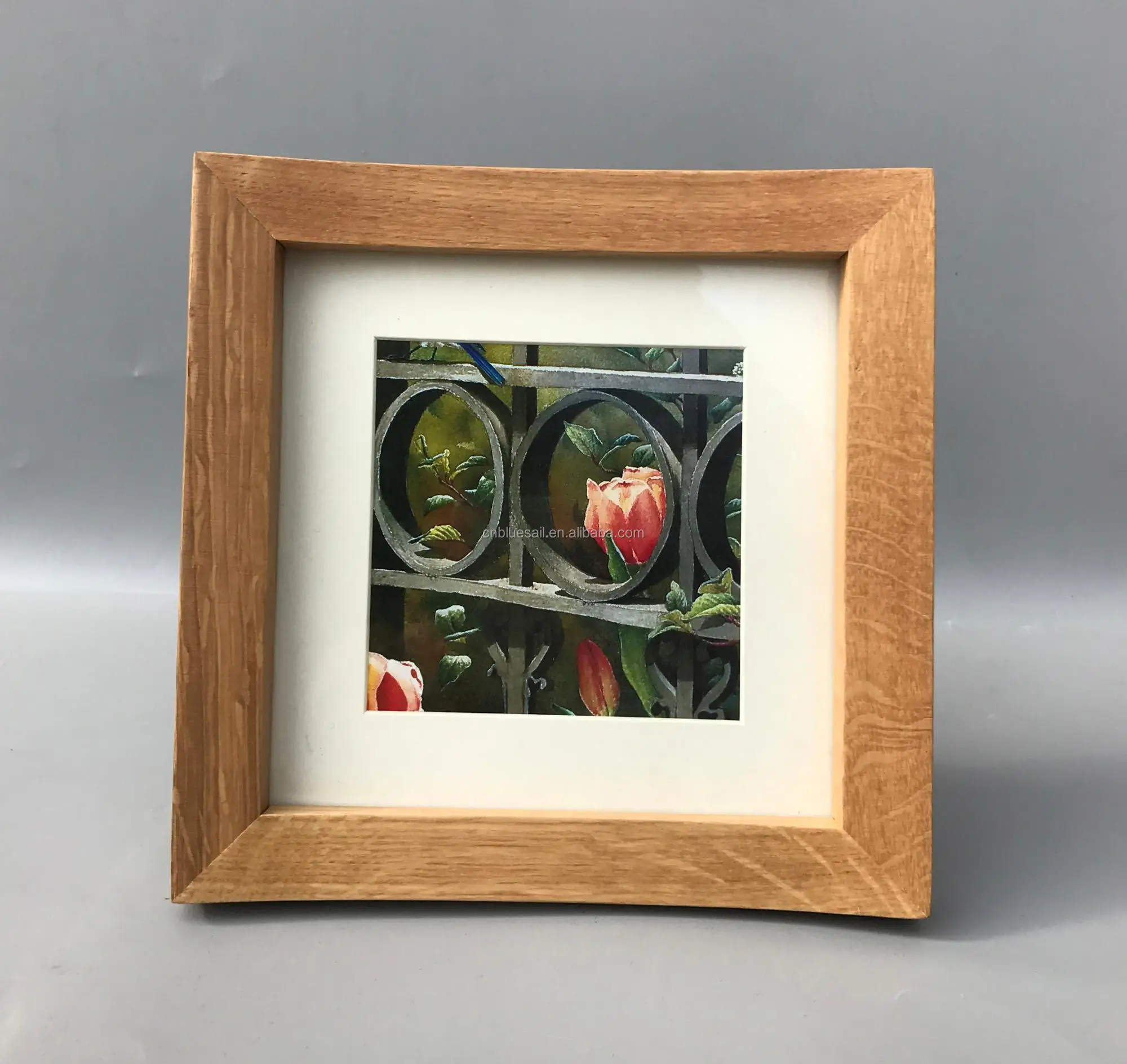 Oak Picture Frame With Oval Mount,Display 16.2x16.2cm Photo Without