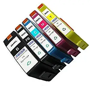 HOTCOLOR 5 Pack 564XL 564 High Yield Ink Cartridge Black/Photo Black/Cyan/Magenta/Yellow for HP Photosmart 7510 7515 7520 7525 B209a B8550 C6340 C6350 C6380 D5445 D5460 D7560 Printer