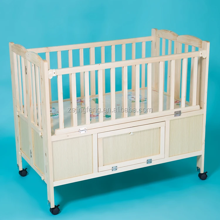 Baby Wooden Cot Factory Price New Design Nature Wooden Foldable Baby