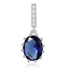 Created Precious Sterling Silver Jewellery Design Large Natural Gemstone Blue Sapphire Prong Setting Pendant Manufacturer