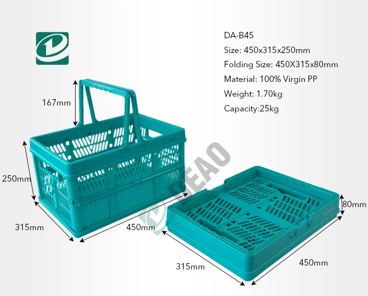Plastic Folding Basket Bag With Handles/foldable Plastic Basket Buy Folding Basket Bag With