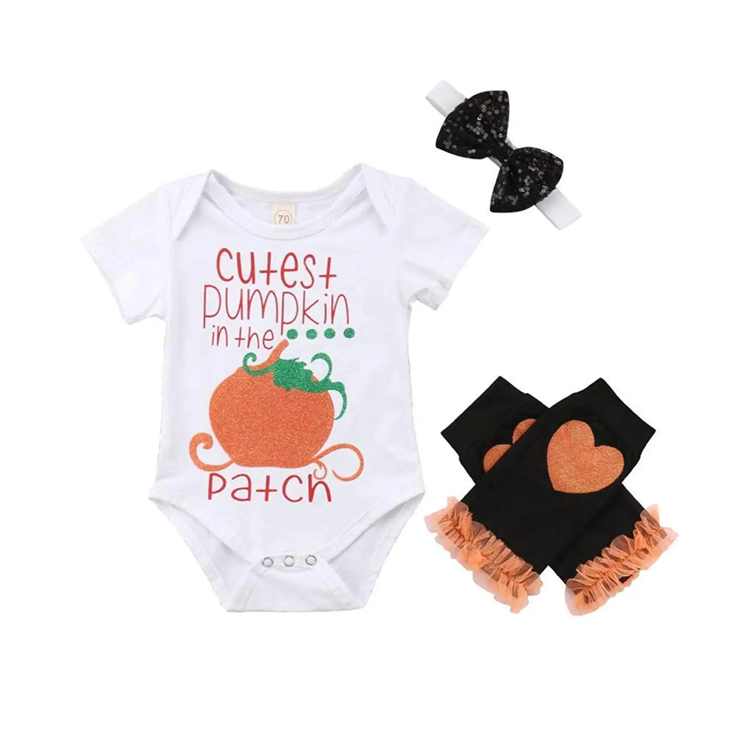 Hunzed Newborn Kids Clothes Sets Baby Girls Long Sleeves Flowers Print Romper+Headband