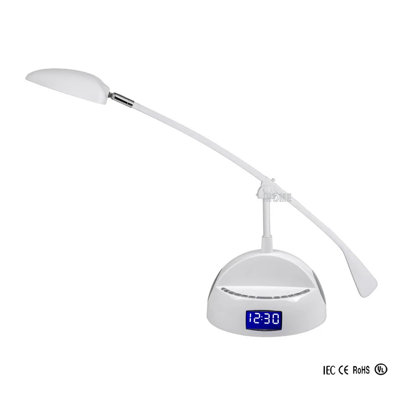 White Bluetooth Balance Arm Led Speaker Desk Lamp With Alarm Clock