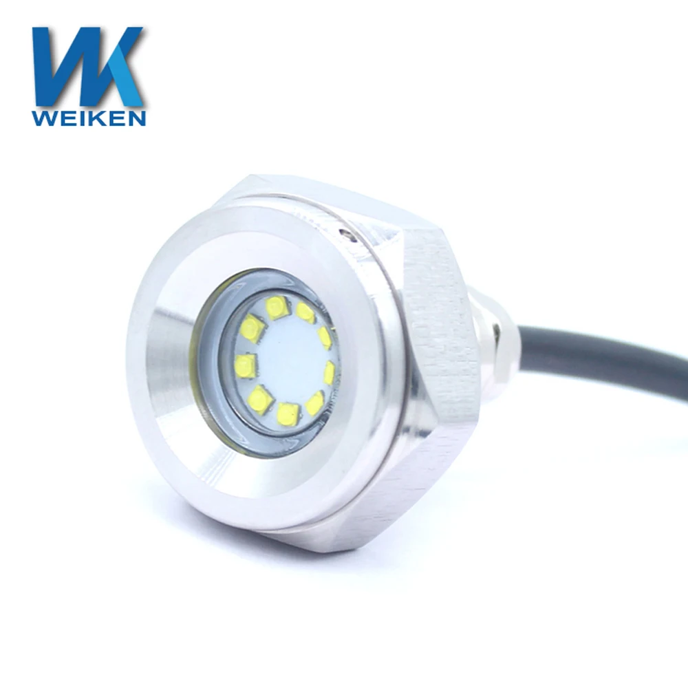 WEIKEN 27w waterproof IP68 LED lights Boat Blue Underwater Light & Drain Plug 12V