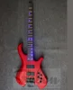 Weifang Rebon 4 string headless electric bass guitar with led light dot inlay in red colour