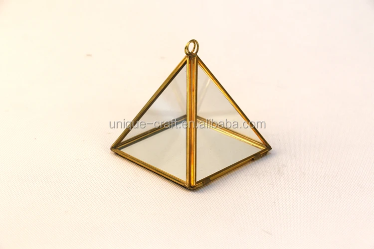 4 inch Mini Copper Pyramid Geometric Glass Jewellery Box