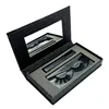 Magnetic eyelashes case with mirror 100% Real Mink Fur Lash Package black glitter Eyelash Box OEM Custom Logo Packaging