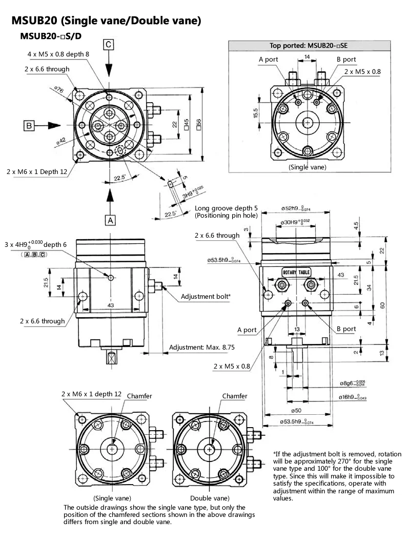 Rotary Table/Pneumatic Cylinder Series MSUB