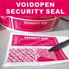 Custom do not accept open void red warranty void sticker only for one time use security seal stickers with white serial numbers