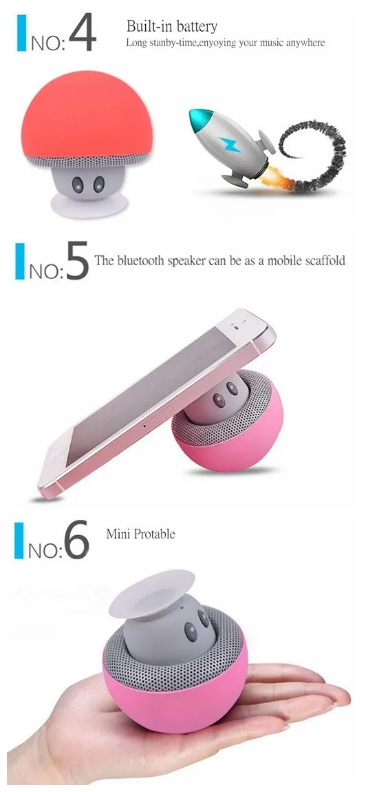 Cute Mini Mushroom Wireless Portable Water proof Shower speaker For Mobile Phone - ANKUX.COM