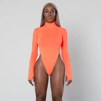 2019 Long Sleeve Turtleneck Bodysuit Women High Leg Neon Bodysuits - Buy Neon Bodysuits 