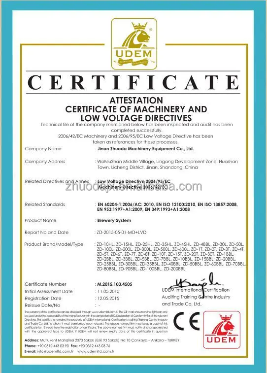 Red copper brewery manufacturing equipment for Pub